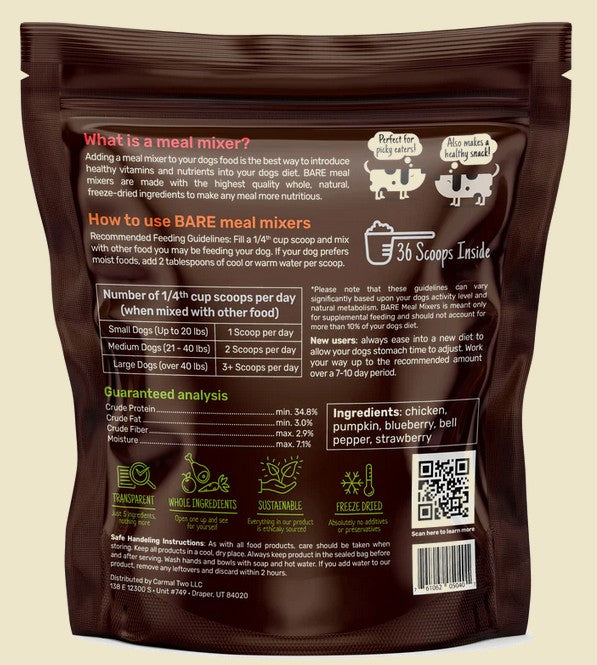 Bare Meal Mixers – Dog Food Topper – Chicken - 12oz