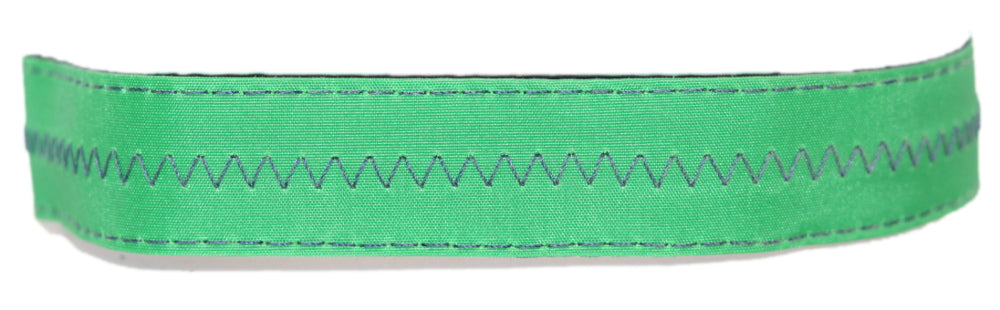 1” Sailcloth Dog Collar - Green w/ Blue Stitching