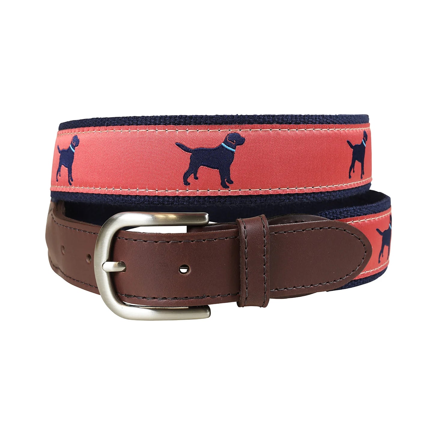 Leather Tab and Ribbon Belt - Labrador Retriever - Red
