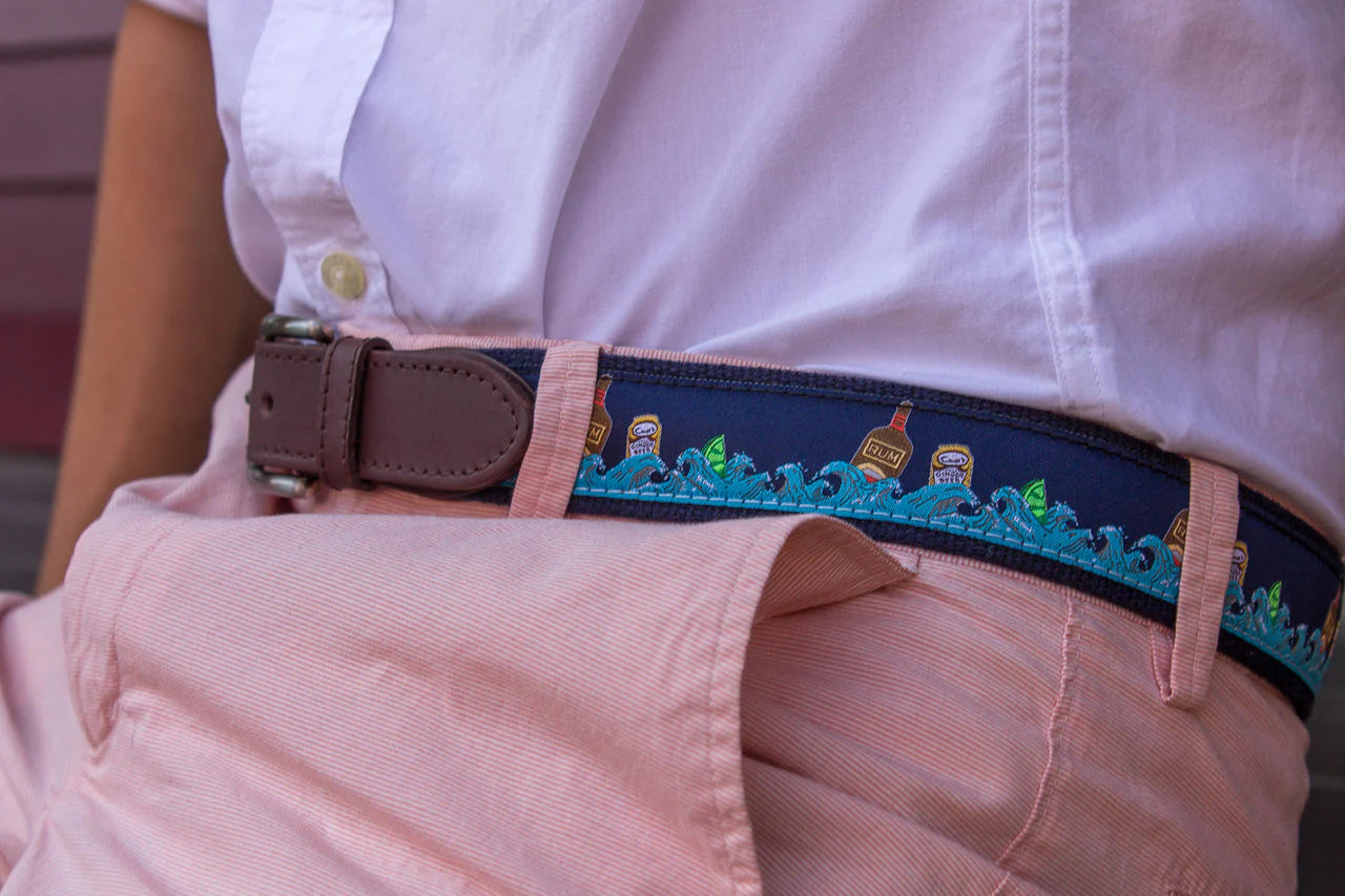 Leather Tab and Ribbon Belt - Dark & Stormy