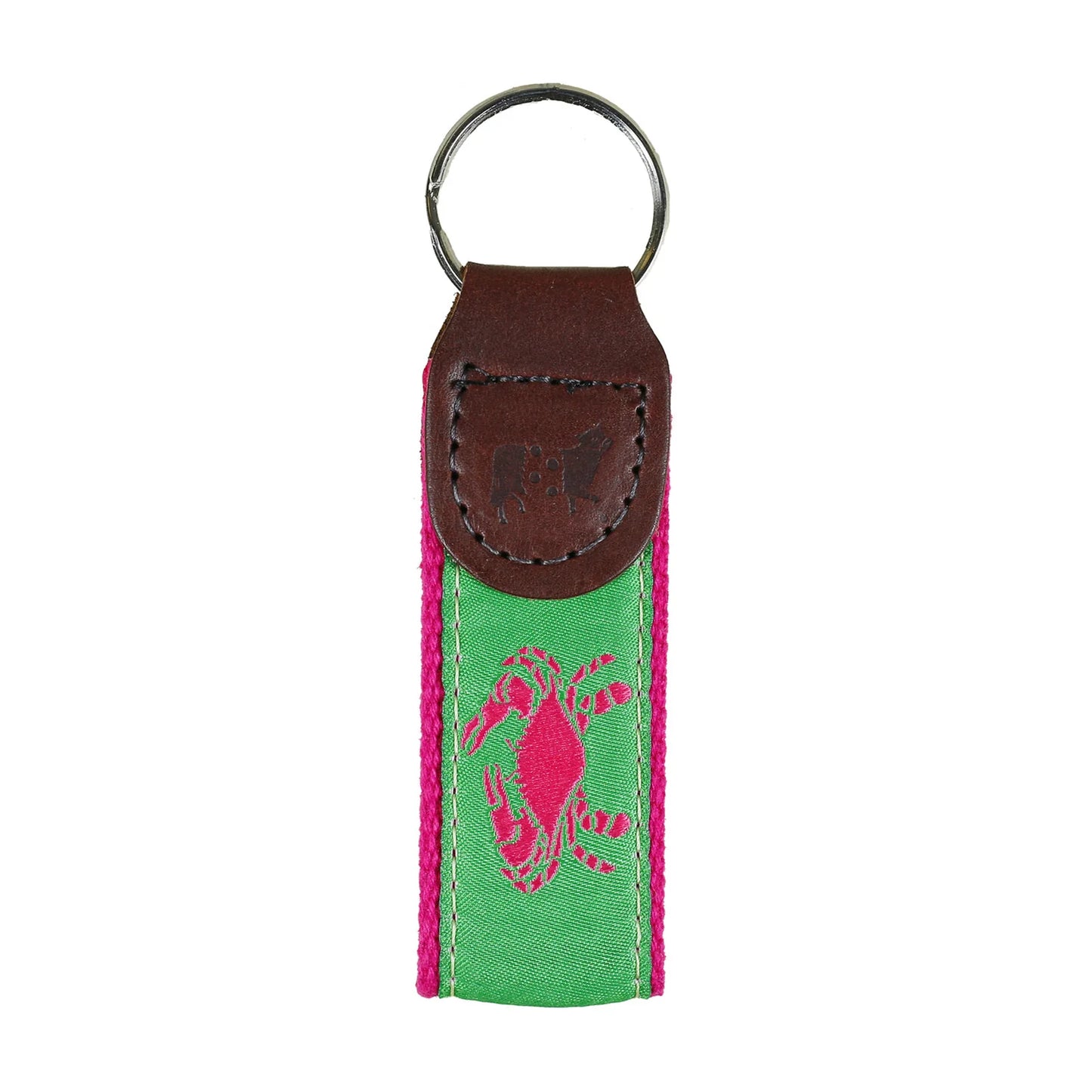 Key Fob – Pink Crab on Lime Green