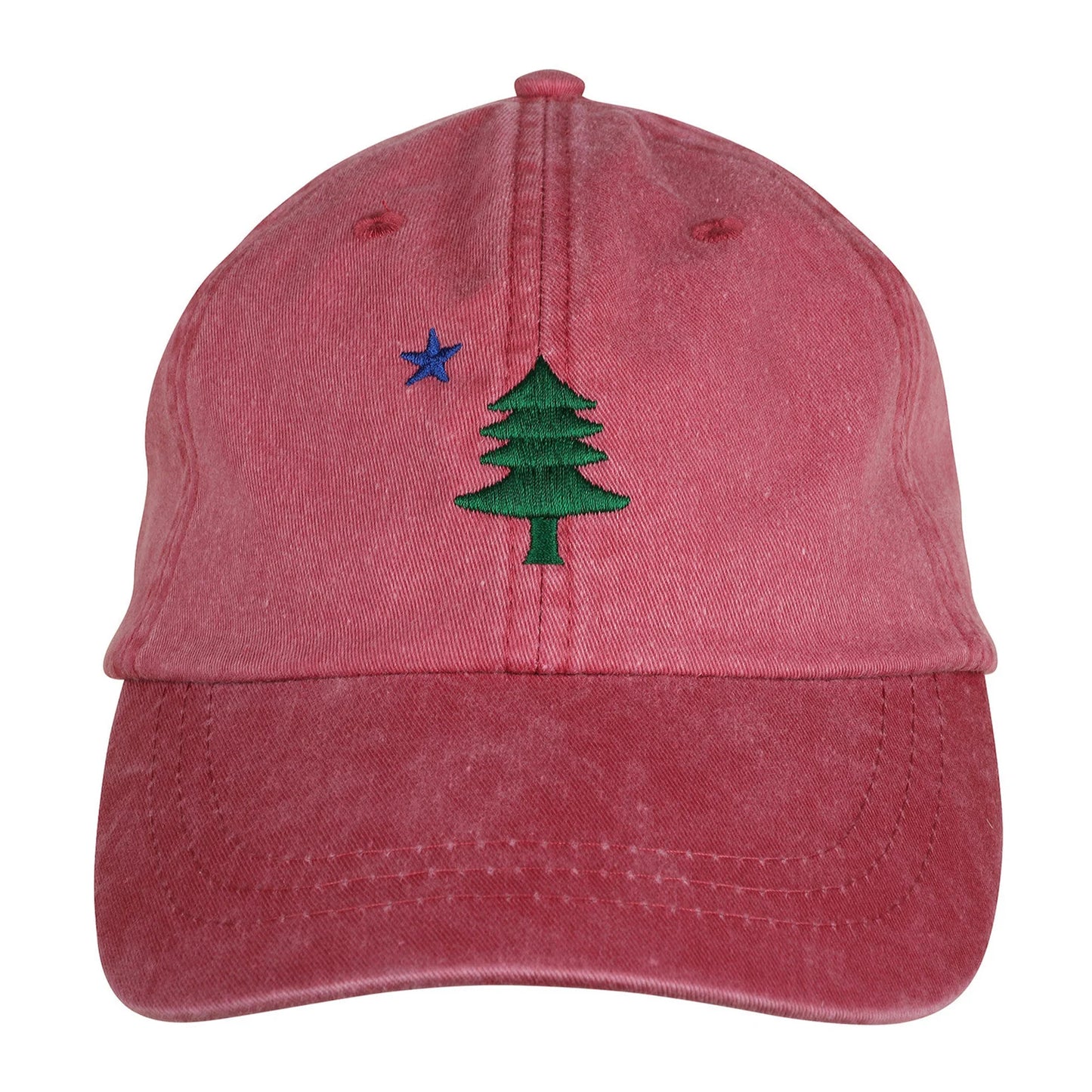 Baseball Hat – Maine Tree & Star on Red
