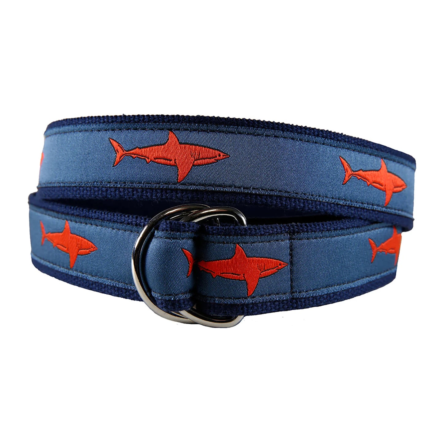 D-Ring Belt - Orange Shark on Blue