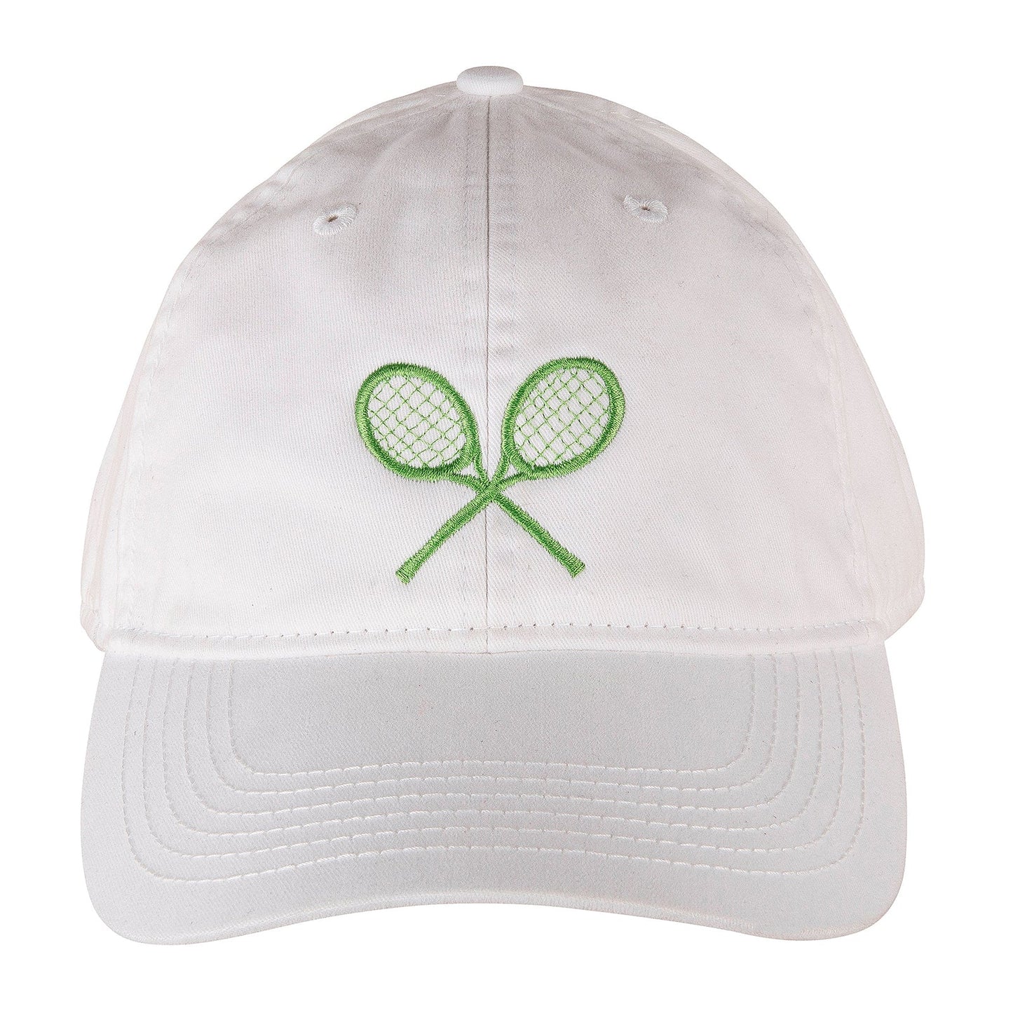 Baseball Hat – Green Tennis Raquets on White