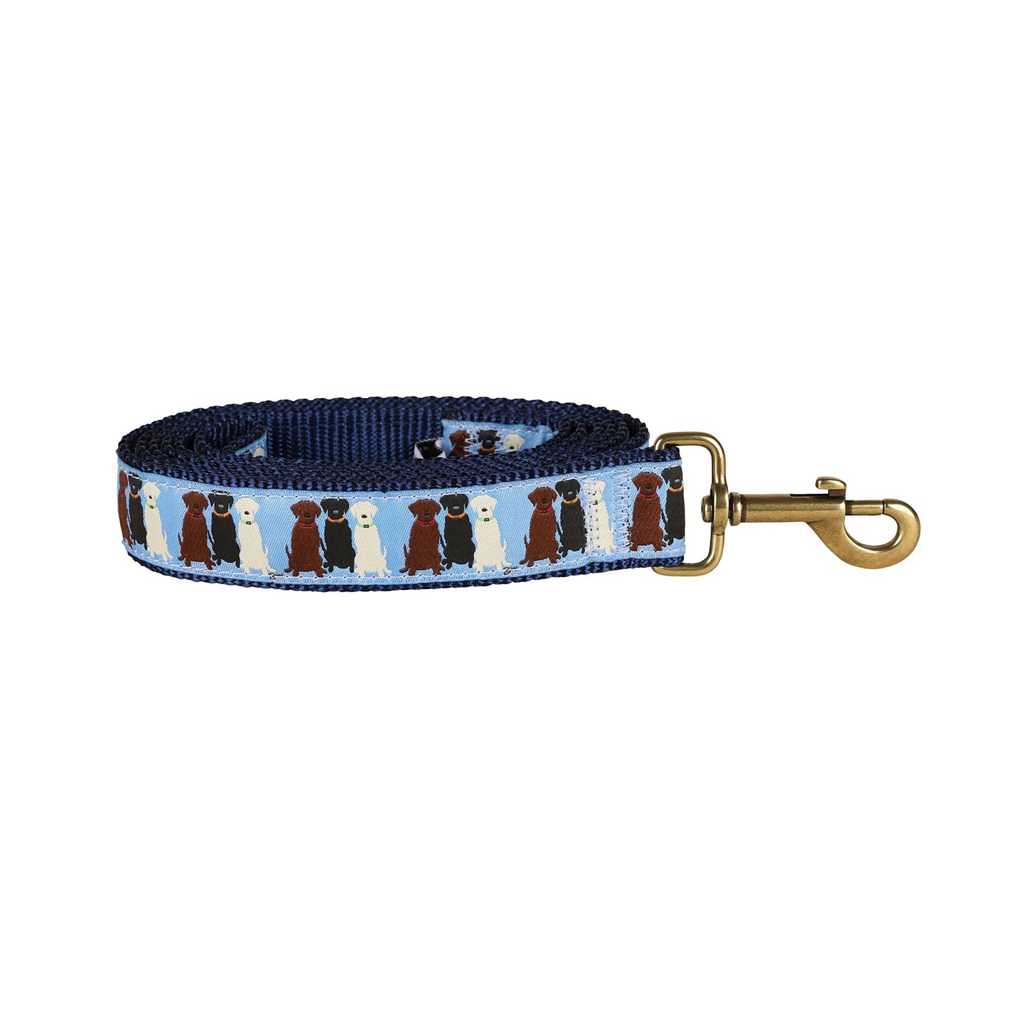 1.25” x 6ft Ribbon Dog Leash – Three Labs, Blue