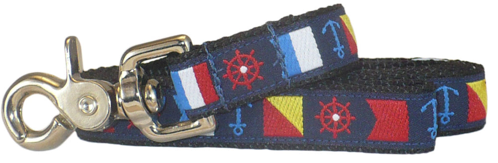 1” x 5ft Ribbon Dog Leash – Nautical Flags