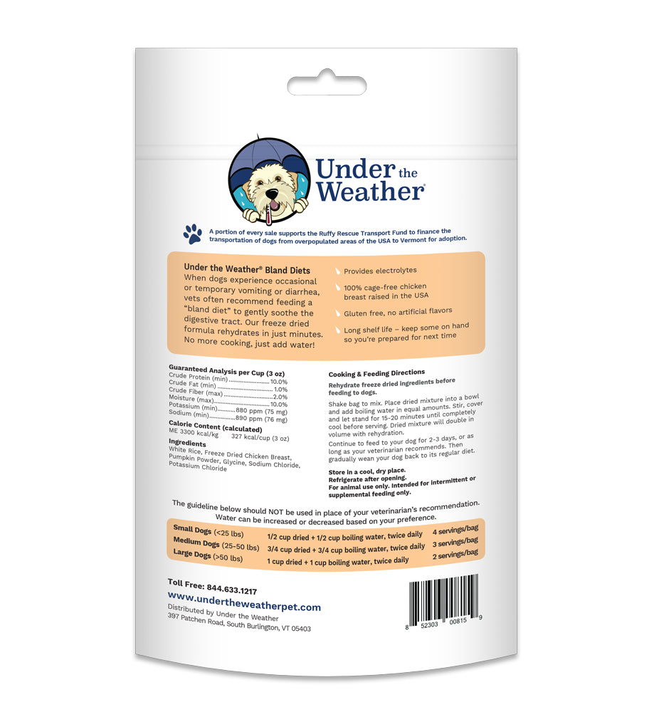 Under the Weather Bland Dog Food - Chicken & Pumpkin - 6oz