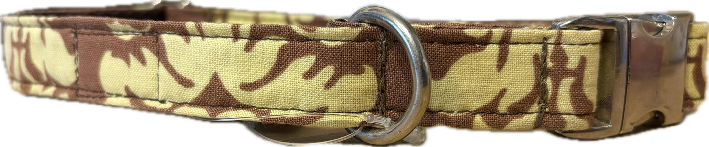 1” Ribbon Dog Collar – Damask, Green - Small