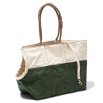 Waxed Canvas Small Dog Carrier - Handmade in USA - Natural & Olive Thumbnail