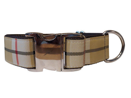 1.5” Ribbon Dog Collar – Windsor Plaid