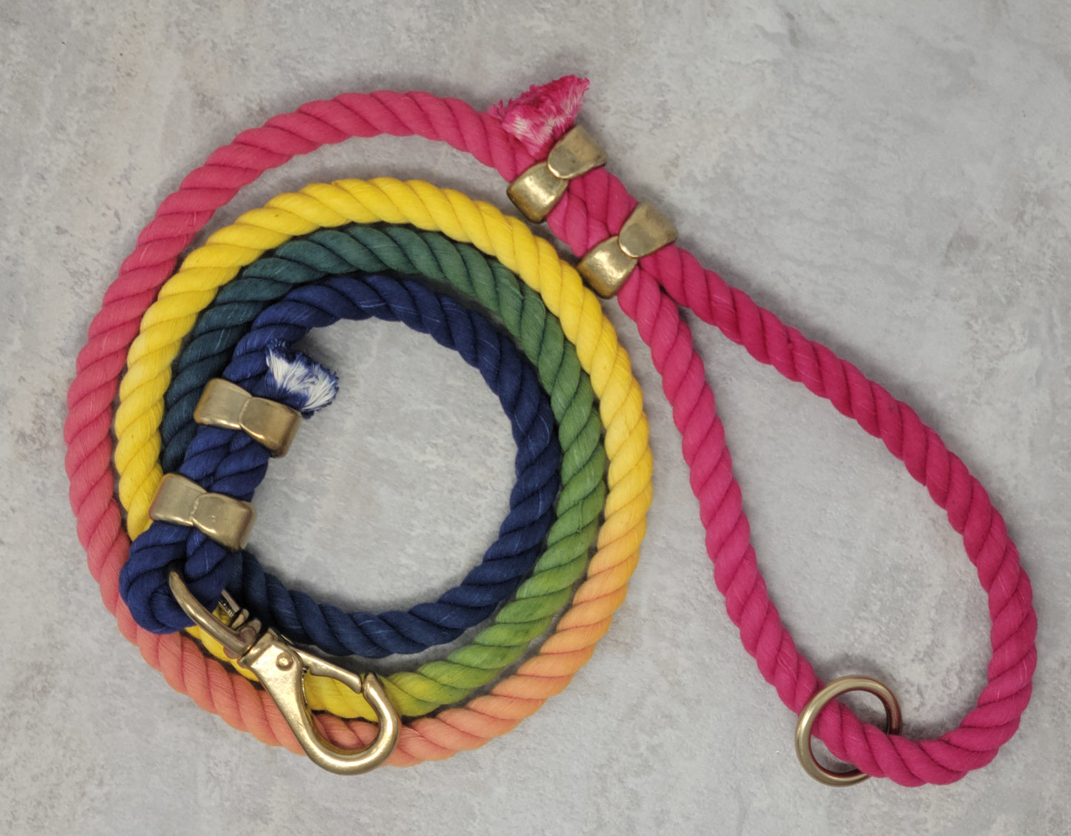 6ft  Cotton Rope Dog Leash – Rainbow