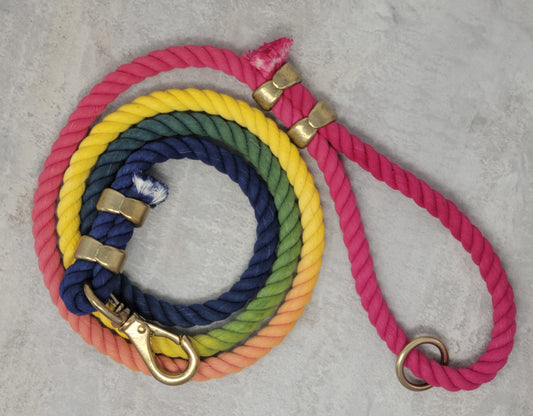 6ft  Cotton Rope Dog Leash – Rainbow