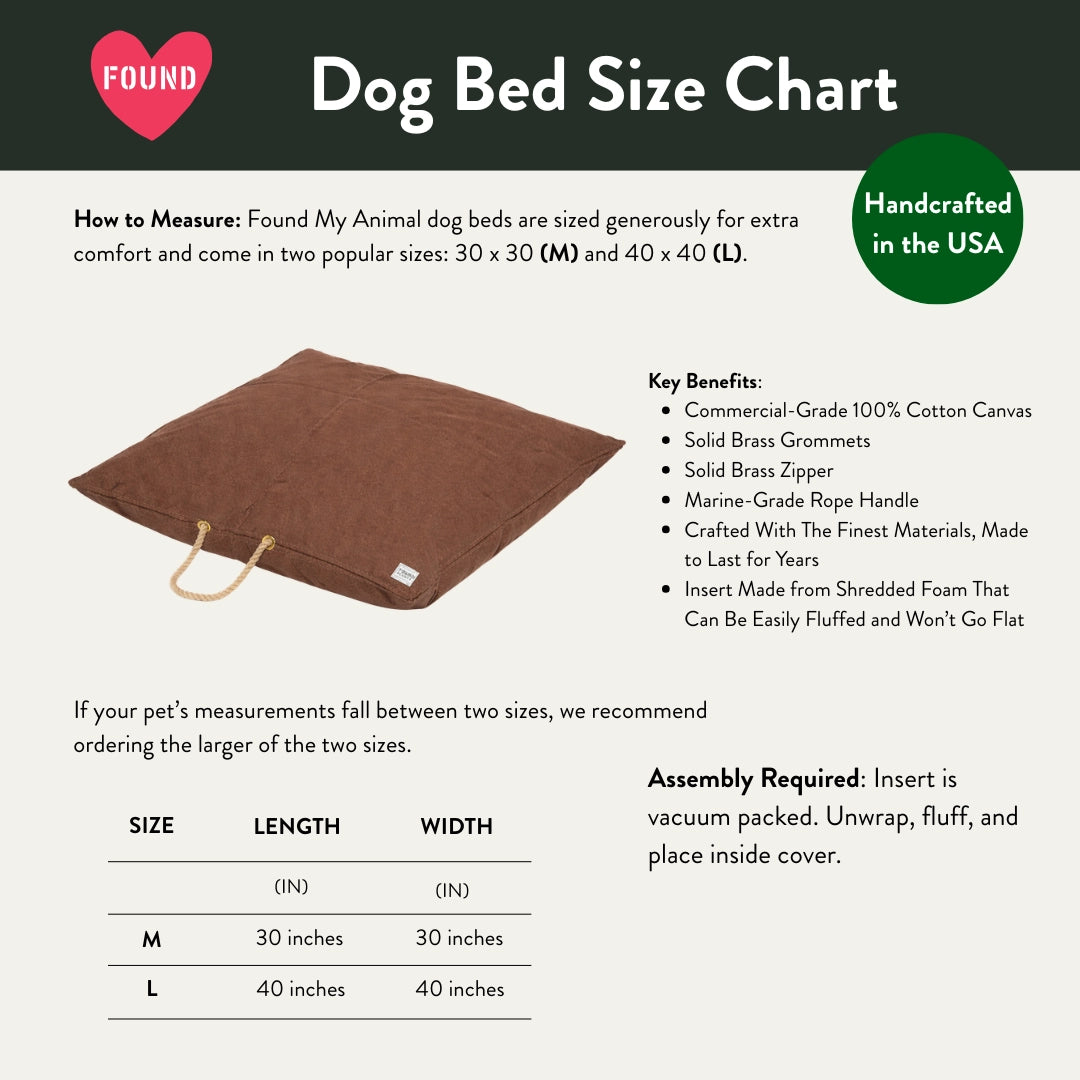 Waxed Canvas Dog Bed - Handmade in USA - Cinnamon - (2 sizes)
