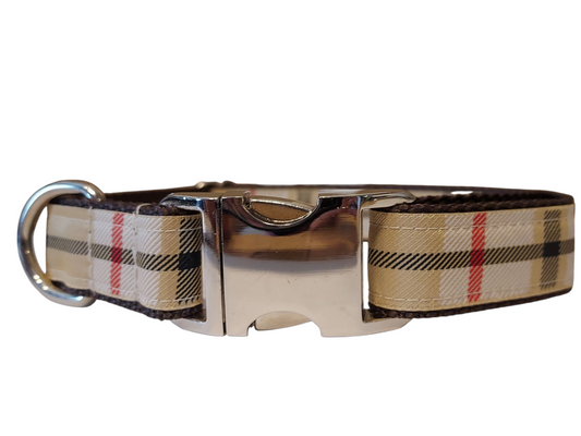 1” Ribbon Dog Collar – Windsor Plaid