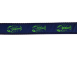 1” x 5ft  Ribbon Dog Leash – Lobster, Green on Navy Blue Thumbnail