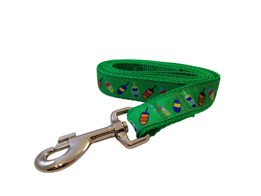 1” x 5ft  Ribbon Dog Leash – Buoys, Green