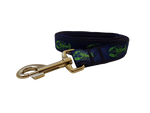 1” x 5ft  Ribbon Dog Leash – Lobster, Green on Navy Blue Thumbnail
