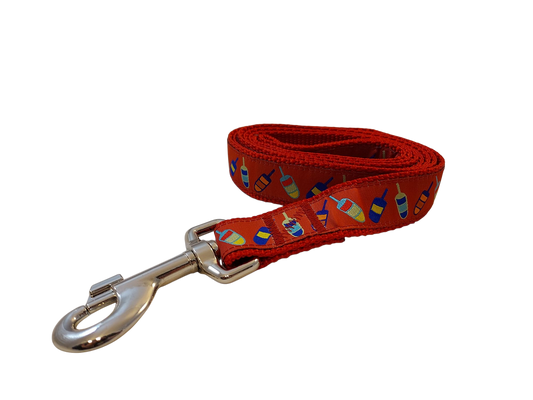 1” x 5ft"  Ribbon Dog Leash – Buoys, Red