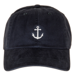 Navy blue baseball dad hat with a white anchor. Thumbnail