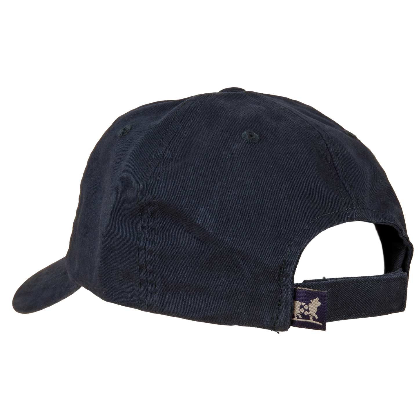 Back view of a Navy blue baseball cap with a white anchor on the front