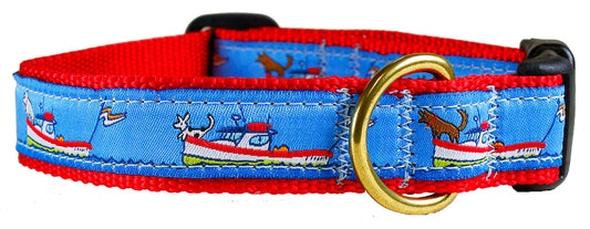1” Ribbon Dog Collar – Lobster Boats