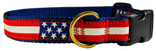 1” Ribbon Dog Collar – Retro US Flag