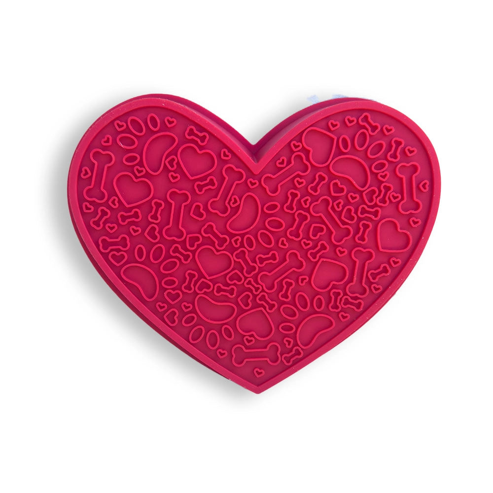 Silicone Dog Slow Feed Bowl - Lick Mat - Hearts - 2 Colors