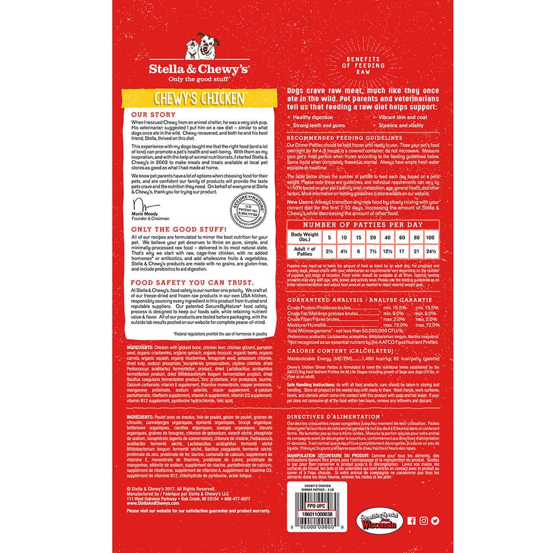 Stella & Cheweys Frozen Dog Food - Chicken