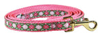 5/8” x 6ft Ribbon Dog Leash – Argyle, Pink and Green Thumbnail