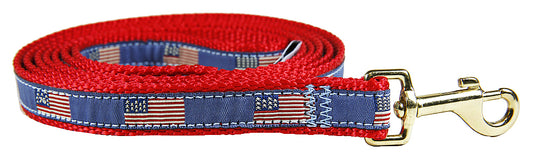 5/8” x 6ft Ribbon Dog Leash – Historic American Flags