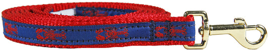 5/8” x 6ft Ribbon Dog Leash – Lobster, Red on Navy Blue