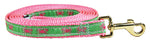 5/8” x 6ft Ribbon Dog Leash – Crabs, Pink on Lime Green Thumbnail