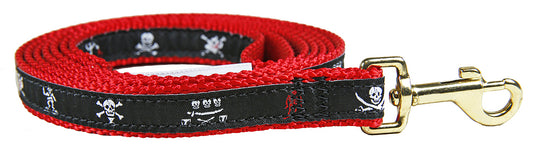 5/8” x 6ft Ribbon Dog Leash – Pirate, Black