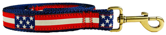 5/8” x 6ft Ribbon Dog Leash – Retro US Flag
