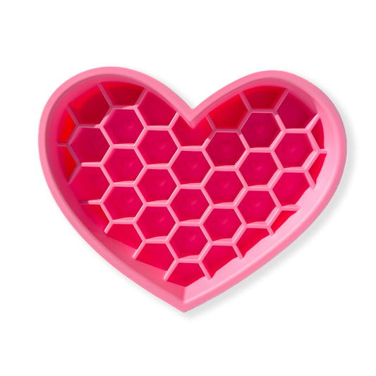 Silicone Dog Slow Feed Bowl - Lick Mat - Hearts - 2 Colors