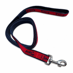 Handmade Ribbon Dog Leash - Navy Lobster On Red - Navy Nylon - 2 Lengths Thumbnail