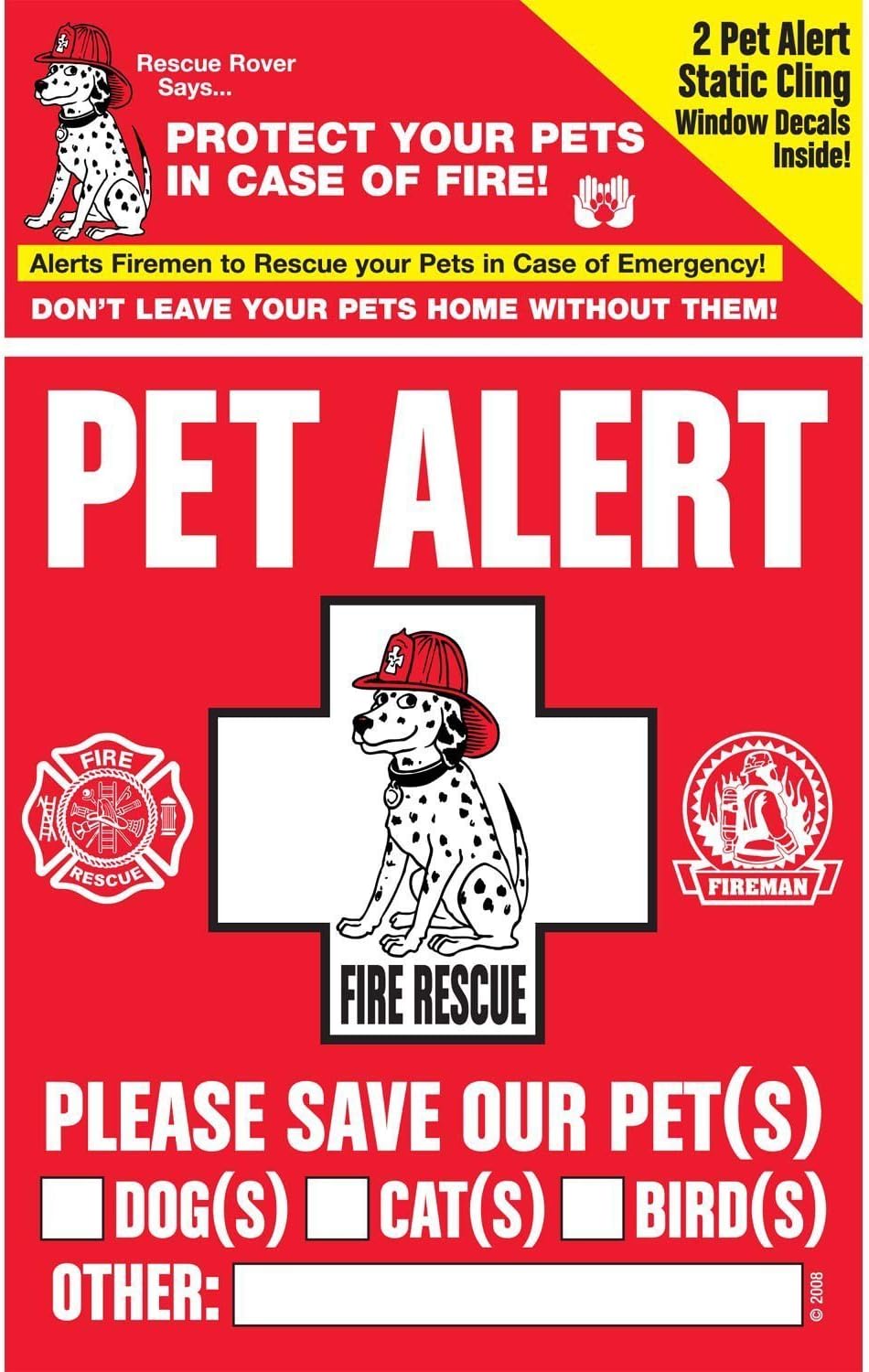 Pet Alert Sticker - 2 ea