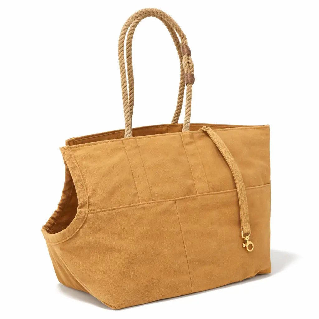 Waxed Canvas Small Dog Carrier - Handmade in USA - Khaki