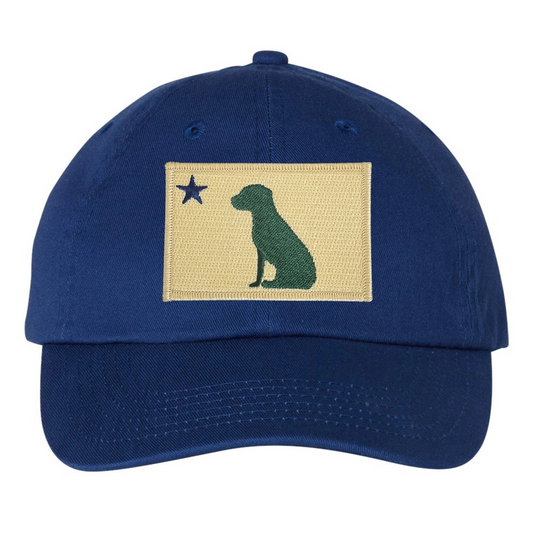 Baseball Hat - Royal Blue - Embroidered Patch - Maine Flag with Labrador