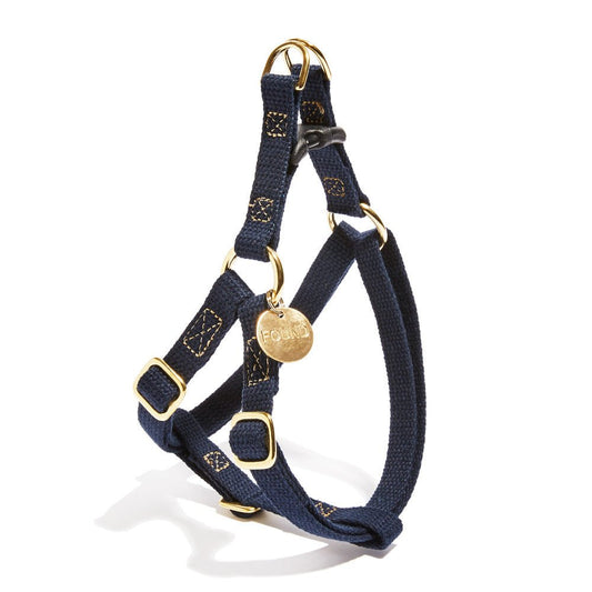 Cotton Dog Harness - Handmade - Adjustible - Navy Blue - Made in USA
