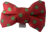 Dog Bow Tie - Green Polka Dots on Red Thumbnail