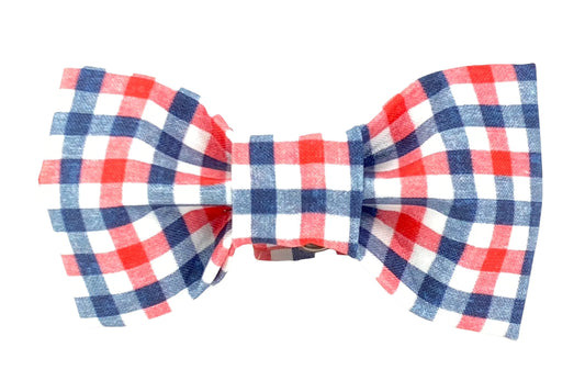 Dog Bow Tie - Red / White / Blue Gingham