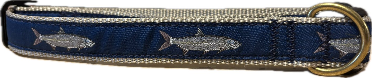 1” Ribbon Dog Collar - Tarpon - LG