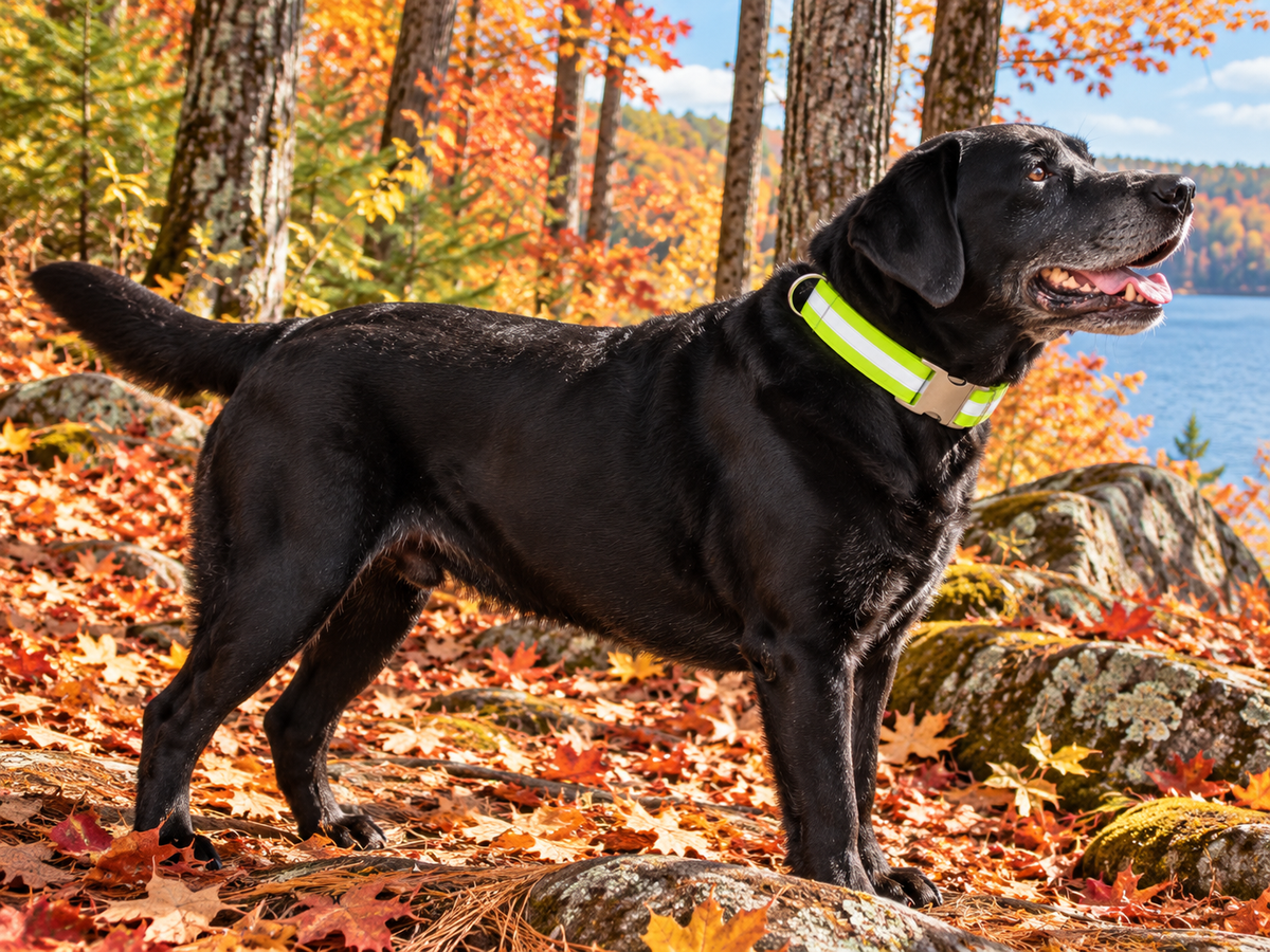 Handmade in USA - Lime Green Reflective Dog Collar - Metal Buckle - 4 Sizes