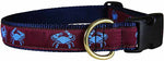 1” Ribbon Dog Collar – Crab,  Burgundy Thumbnail