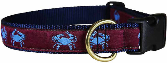 1” Ribbon Dog Collar – Crab,  Burgundy