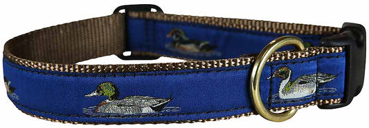 1” Ribbon Dog Collar – Ducks on Navy Blue