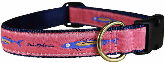 1” Ribbon Dog Collar – Hopkins Fish,  Pink