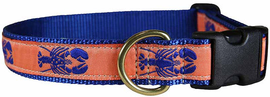 1.25” Ribbon Dog Collar – Lobster,  Blue on Mango