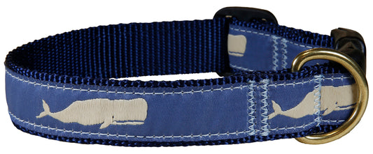 1” Ribbon Dog Collar – Moby Whale,  Blue